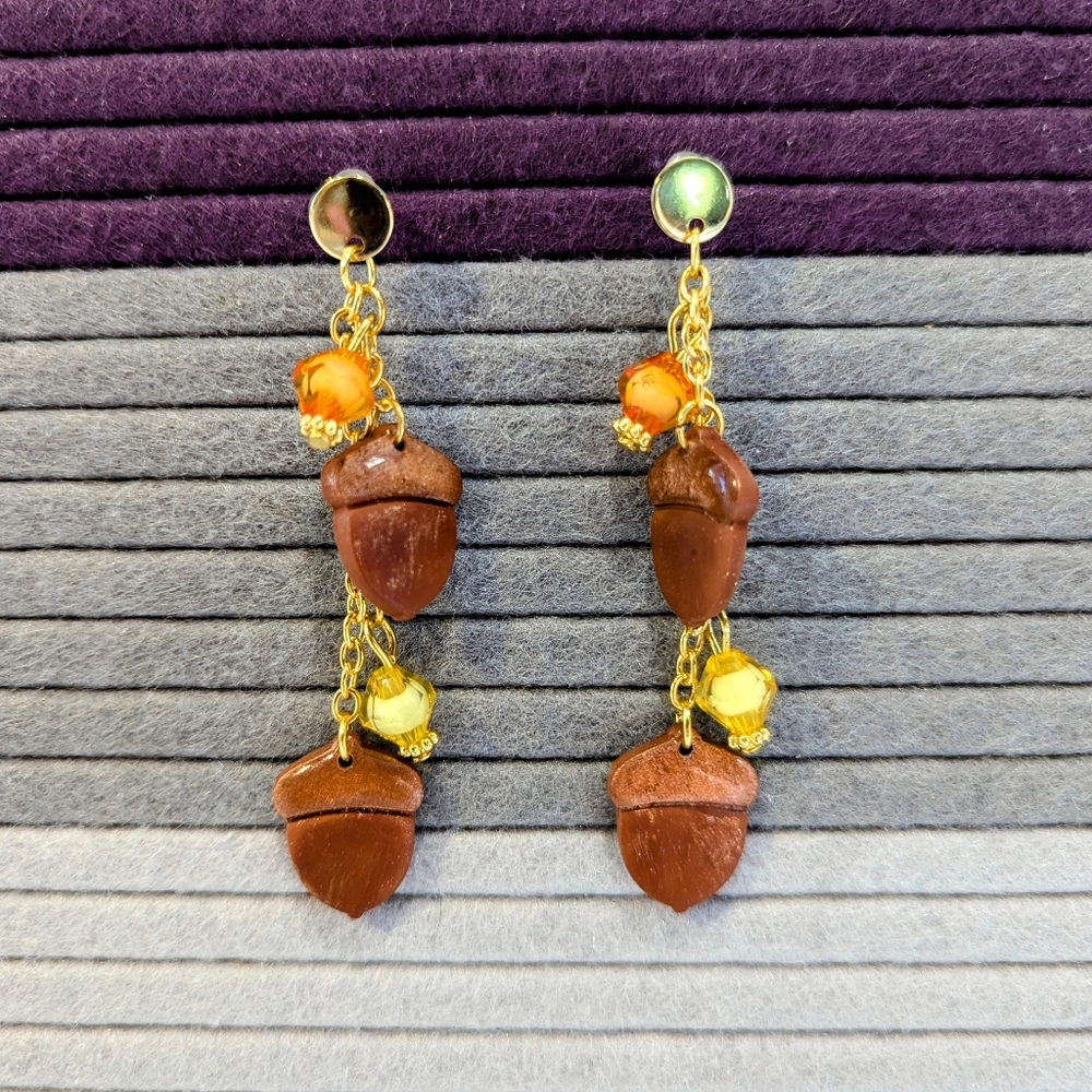 Handmade Polymer Clay Acorn Earrings